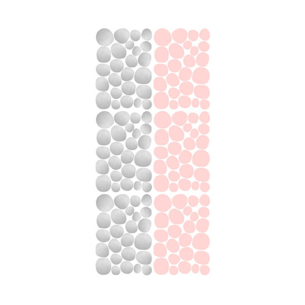 Muursticker met roze en zilveren dots van Pöm