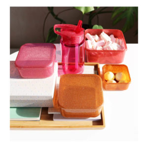 A LITTLE LOVELY COMPANY SNACK BOX SET AUTUMN PINK SFEER