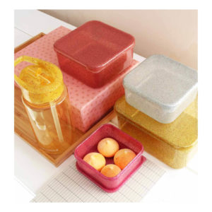 A LITTLE LOVELY COMPANY SNACK BOX SET GOLD BLUSH SFEER