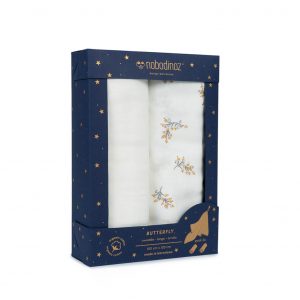 nobodinoz butterfly swaddle flore pack of 2