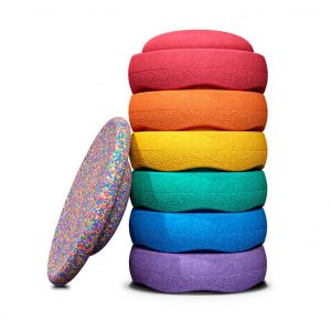 stapelstein rainbow set met confetti balance board