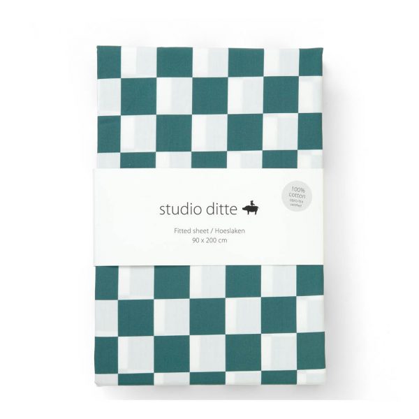 studio ditte fitted sheet blocks petrolgreen