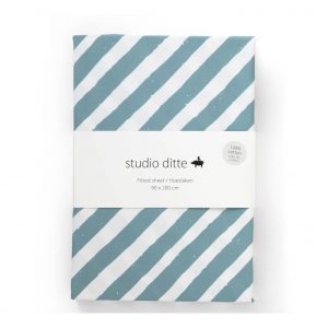 studio ditte fitted sheet stripes blue