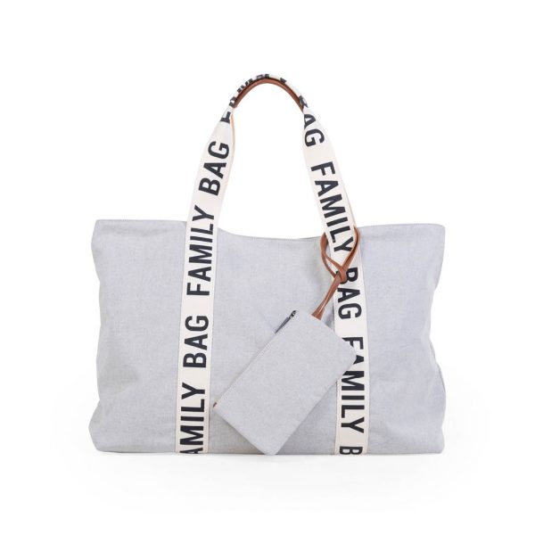 Childhome family bag canvas offwhite met extra tasje