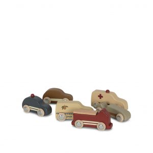konges slojd set van 9 mini houten autos FSC detail