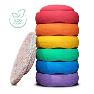 stapelstein-super-confetti-rainbow classic set 6 stenen met confetti balance board